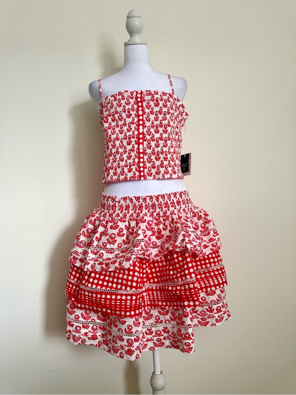 Roller Rabbit x Target Red and White Smocked Two-Piece Set skirt & top